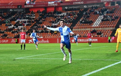 Pau Víctor celebra el 0-1 al Nou Estadi | Críspulo Díaz